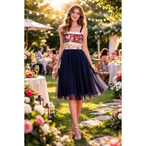 Anthropologie Moulinette Soeurs Tulle Floral Brocade Dress Womens Size 2P Event